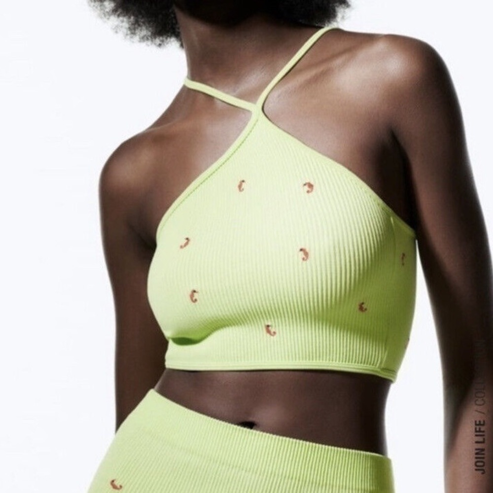 NWT Zara Women’s Limitless Contour Collection Neon Crop Top. Size M-L.